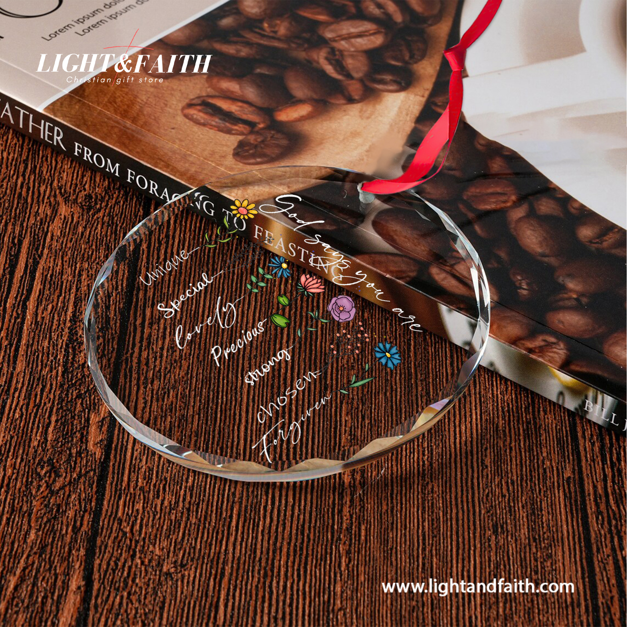 God Says You Are Glass Ornament, Christian Inspirational Gift, Faith Flower Ornament, Religious Christmas Decoration, Positive Scripture Home Decor DCLAF66